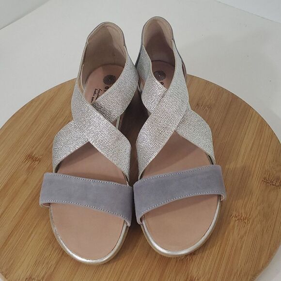 Eric Michael Mia Women's Low Espadrille Sandal Metallic Silver Women's EU 40 - Picture 1 of 10